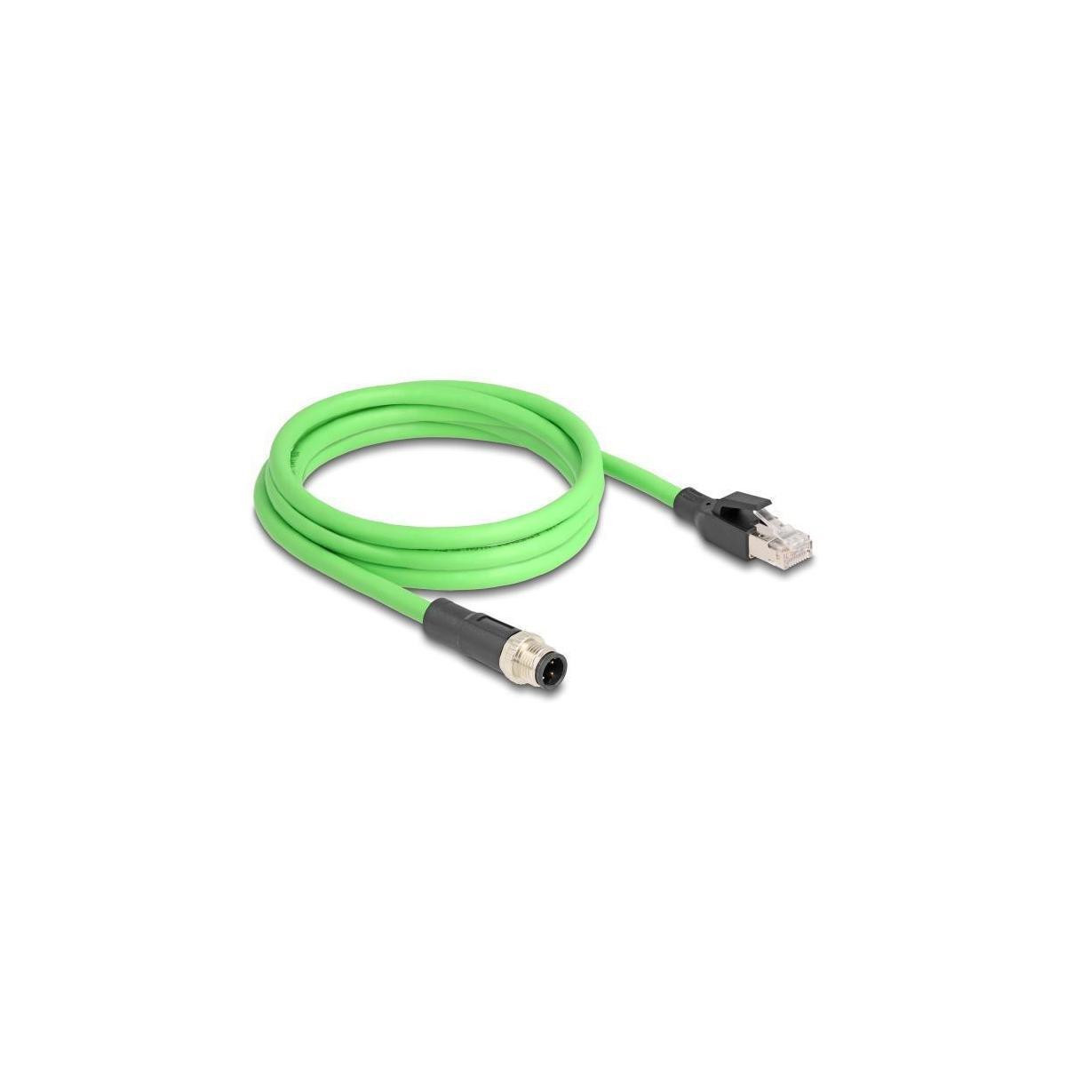 Delock M12-kabel D-gecodeerd 4-polige stekker naar RJ45-stekker PUR TPU 2 meter