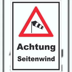HB-Druck Aufkleber Achtung Seitenwind A6 (105x148mm)