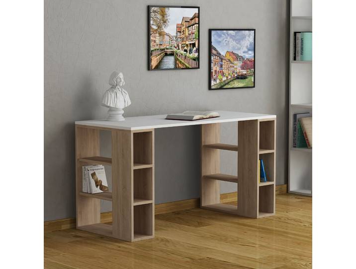 Skye Decor, Colmar- Colmar SSE, Weiß,Eiche, Couchtische, 75x140x60 cm, 100% Melaminbeschichtete Partikelplatte