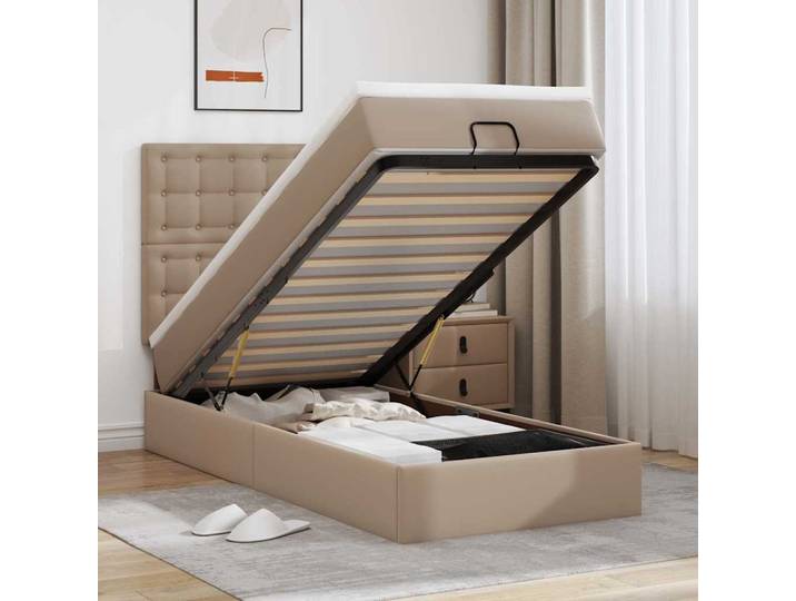 vidaXL Ottoman-Bett mit Matratze & LEDs 100x200cm Kunstleder