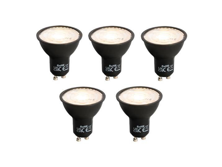 Lot de 5 Lampe LED GU10 noire 7W 610 lm 3000K