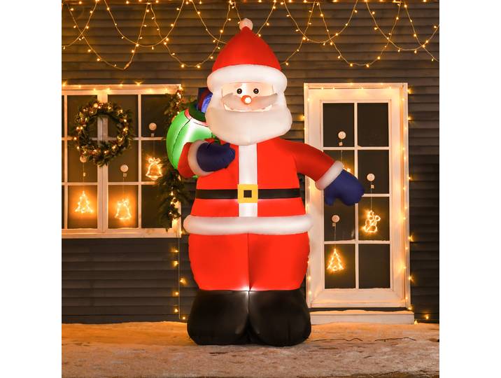 Père Noël Gonflable 2,4m LED Hotte Rouge