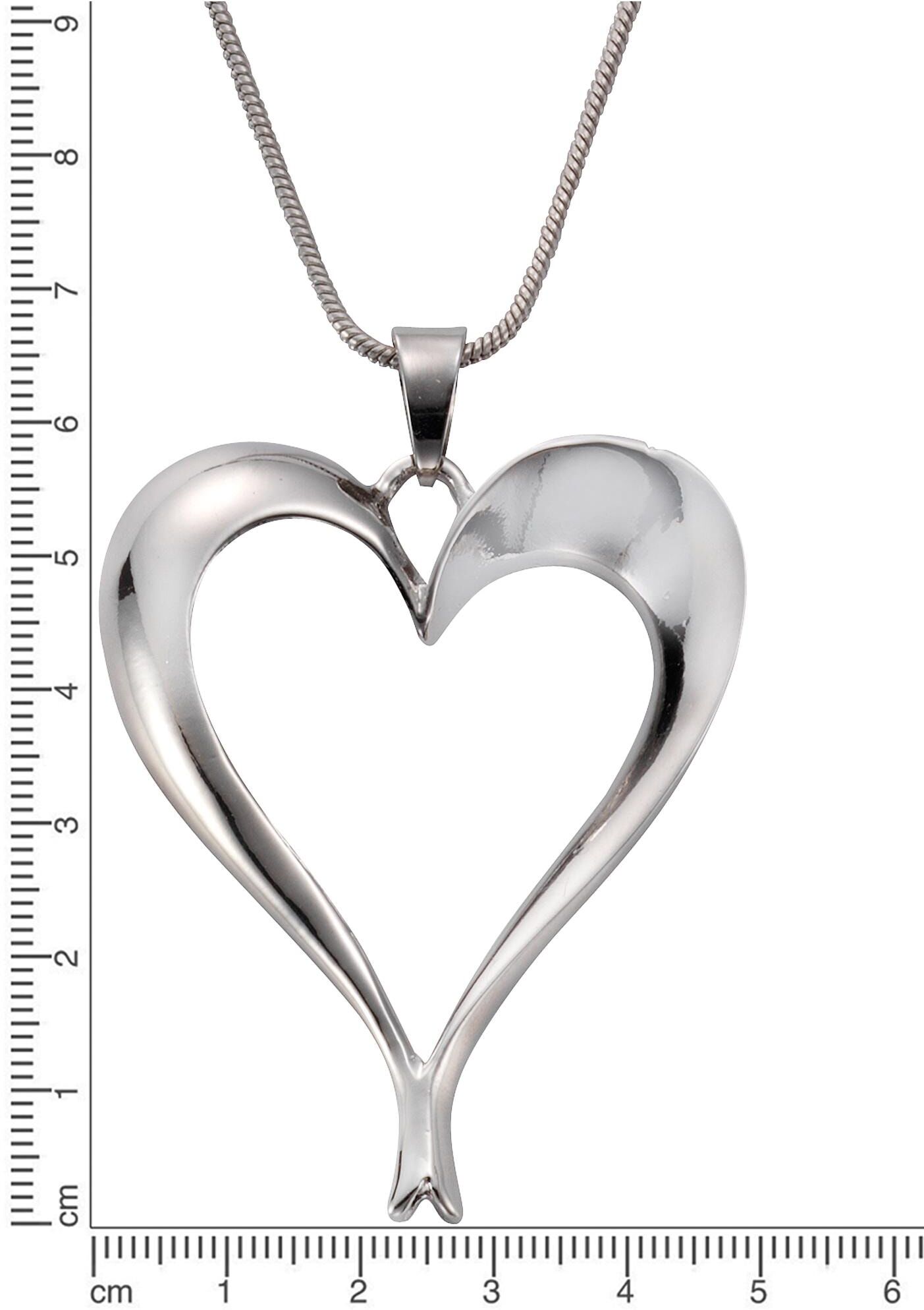 Lange Kette FIRETTI "Herz", grau (metallfarben), Halsketten, Damen, Metall, L: 100, Lange Kette metallfarben Metall, L: 100