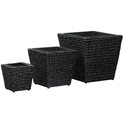Helloshop26 - Hochbeet-Pflanzkasten für Pflanzen Blumen und Garten 3-teilig schwarze Wasserhyazinthe 02_0001344