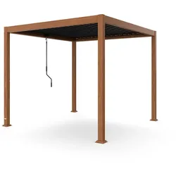 Blumfeldt LuminaHaven Pergola 3x3 verzinkter, holzfarbener Stahl Schwarz
