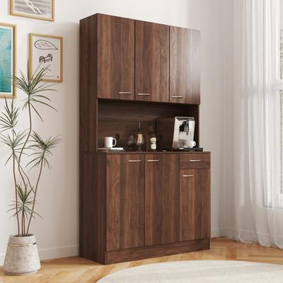 "GDFStudio - Toston Modern 70.87"" Tall Wardrobe & Kitchen Cabinet with Doors, Drawer, and Open Shelf"