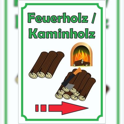 HB-Druck Werbeaufkleber Aufkleber Feuerholz Hochkant mit Pfeil rechts A0 (841x1189mm)