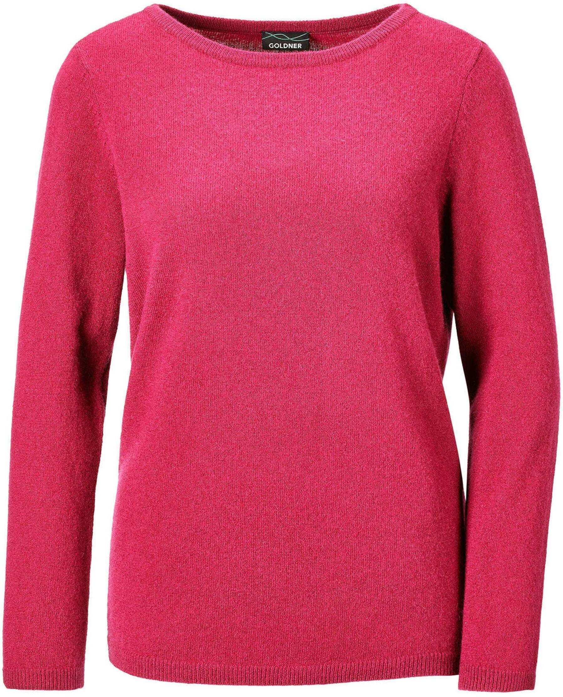 Strickpullover GOLDNER "Kurzgröße Feinstrickshirt mit U-Boot-Ausschnitt", Damen, Gr. 25, pink, Obermaterial: 100% Kaschmir WS., figurumspielend, U-Boot-Ausschnitt, eng Rippe, Pullover Strickpullover, keine/nicht relevant