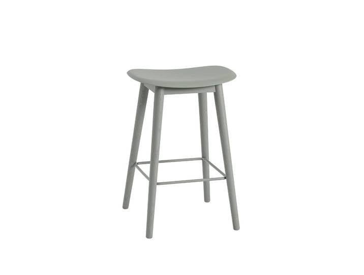 Muuto Fiber counter Stuhl 65 cm Dusty green, Grüne Beine