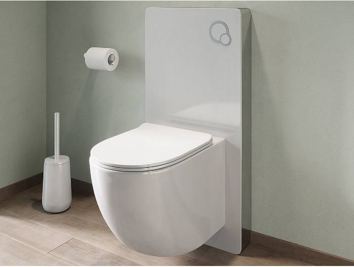 Sparset - Wand-WC mit dekorativem Trägergestell - Weiß glänzend - JAVOINE
