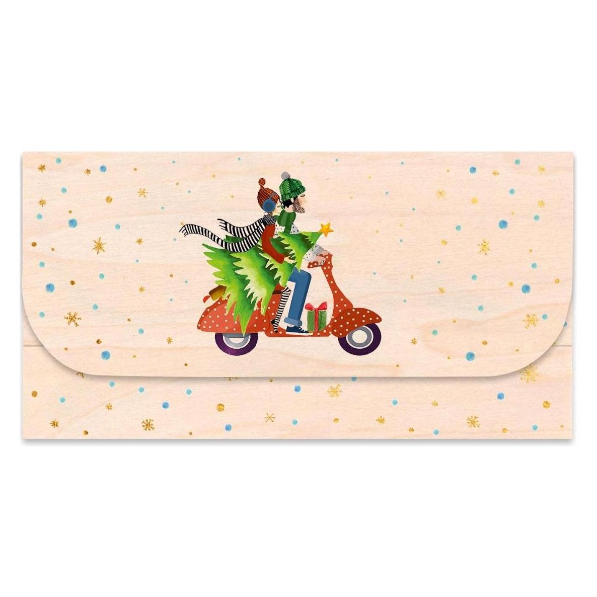 Cozywood Weihnachts-Scooter-Geschenkumschlag aus Holz (358226)