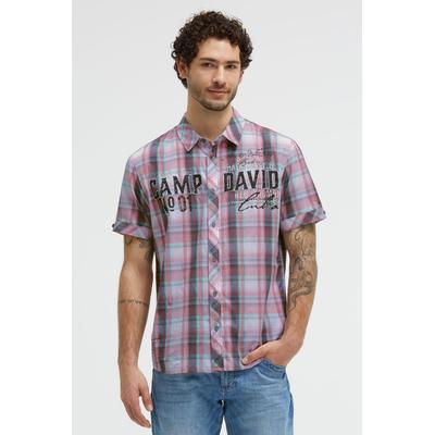 Kurzarmhemd CAMP DAVID, Herren, Gr. M, Normalgrößen, beachy rot, Web, Material: 100% Baumwolle, regular fit normal, Umschlagsaum, Hemden, mit Turn-Up-Ärmel