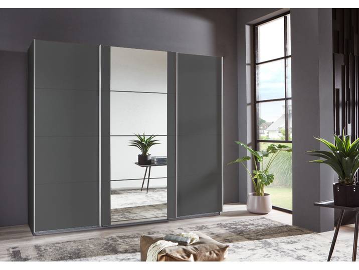 Schwebetürenschrank WIMEX Bern Schiebetürenschrank , grau (graphit, alu), B:313cm H:236cm T:64cm, Holzwerkstoff, Schränke, Schwebetürenschrank, Schrank mit zusätzlicher Innenausstattung, Garderobe