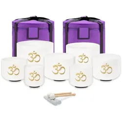 keepdrum Klangschalen-Set OM Set Weiss 6-12 Zoll mit Zubehör (Klangschale), Perkussion, Weiss