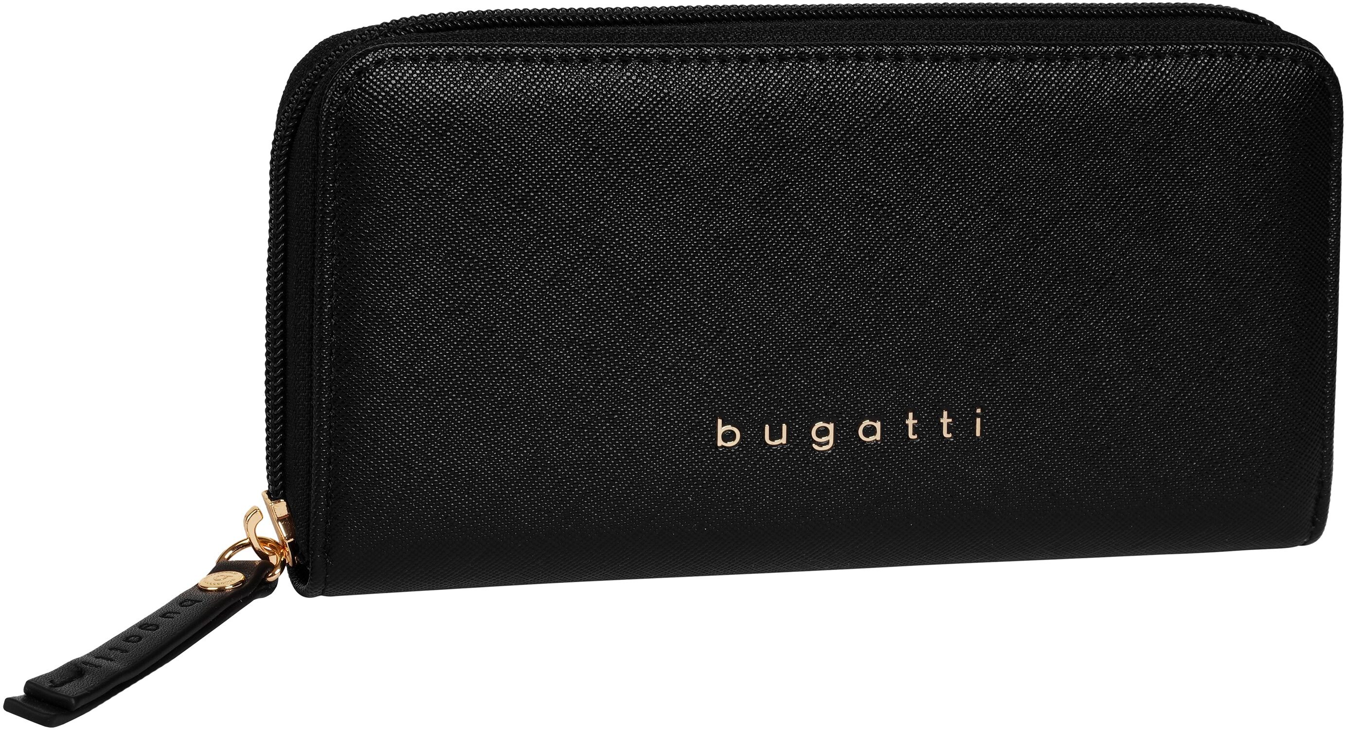 Geldbörse BUGATTI "BUGATTI Damen ELLA SAFFIANO", Damen, schwarz, Kunstfaser, Kleinlederwaren Geldbörse schwarz Einheitsgröße