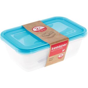 Keeeper Frischhaltedose fredo fresh blau, aus Kunststoff, 3,3 Liter, transparent, Set, 2 Stück