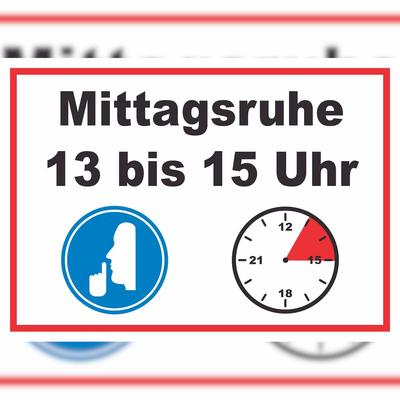 HB-Druck Mittagsruhe 13 bis 15 Uhr Schild A4 (210x297mm)