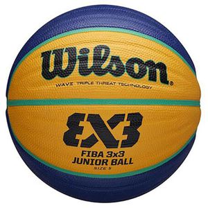 WILSON Basketball FIBA 3x3 Junior, indoor/outdoor, Größe 5, gelb/blau, 500 Gramm, Trainingsball