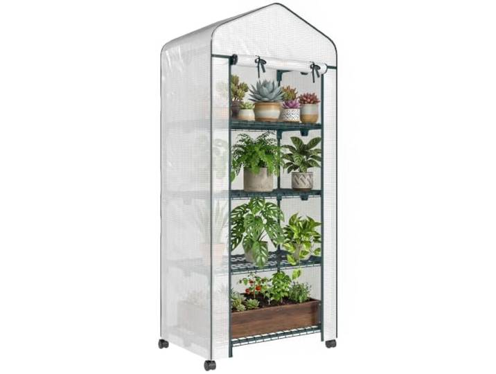 Outsunny Kas met rol, rekken, voor balkon 69 x 50 x 165 cm Wit