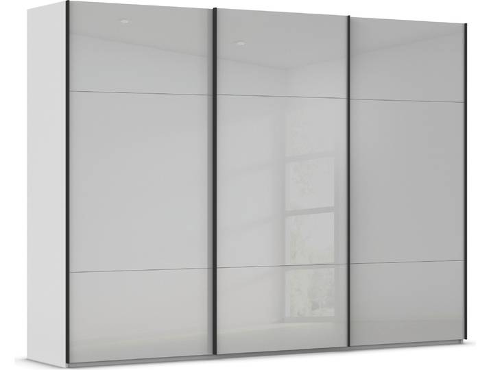 Schwebetürenschrank, Holzwerkstoff, Seidengrau, 301×223×68 cm, 6 Böden & 3 Kleiderstangen, Modern, Rauch