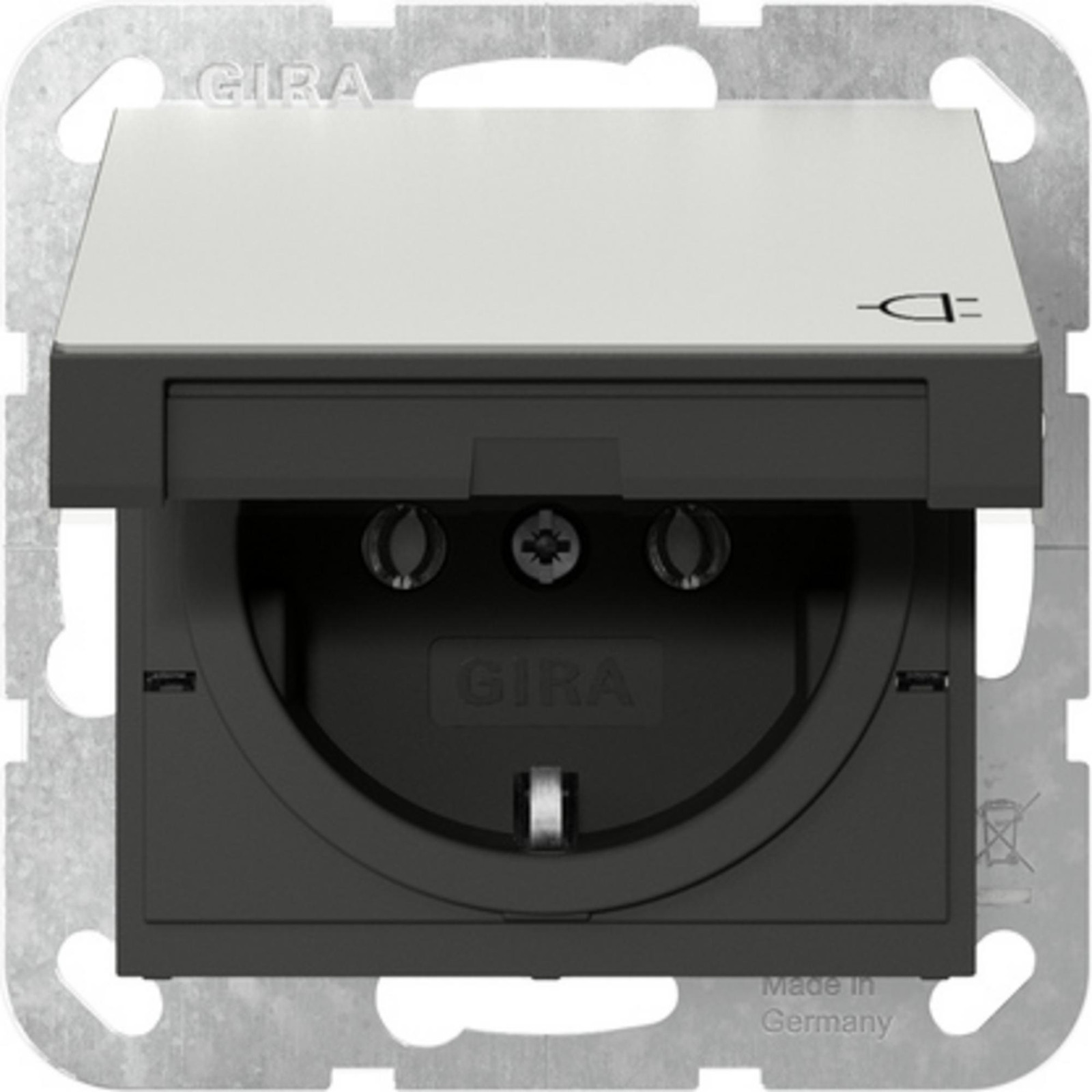 Gira KD System 55 Schuko Wandcontactdoos Edelstaal