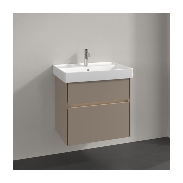 Villeroy und Boch Collaro Waschtischunterschrank C009B0VM 60,4x54,6x44,4cm, Waschbecken mittig, LED-Beleuchtung, taupe