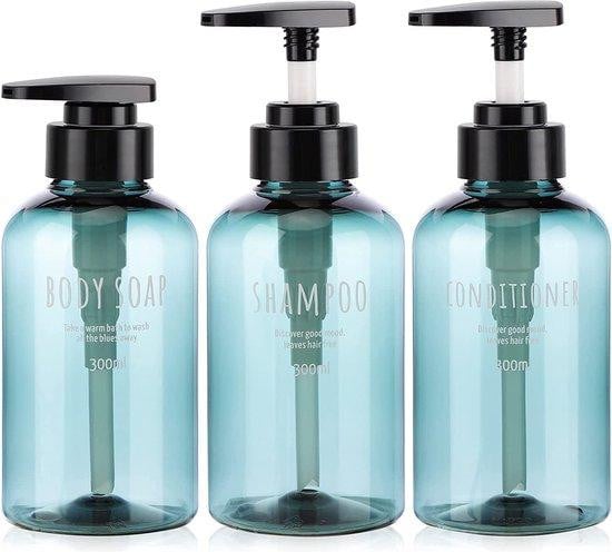 Unyqoos Set van 3 PET-zeepdispensers, 300 ml - Blauw