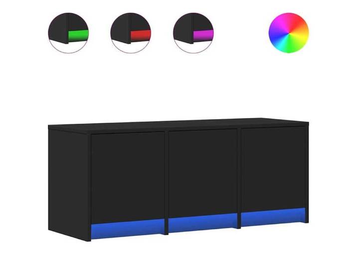 Meuble TV - Meuble de télévision - avec LED noir 97x34x40 cm - en Bois d'ingénierie