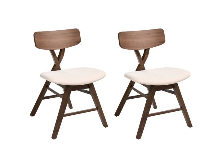 ESSZIMMERSTUHL 2er-Set Holz Braun/Cremeweiß Leland