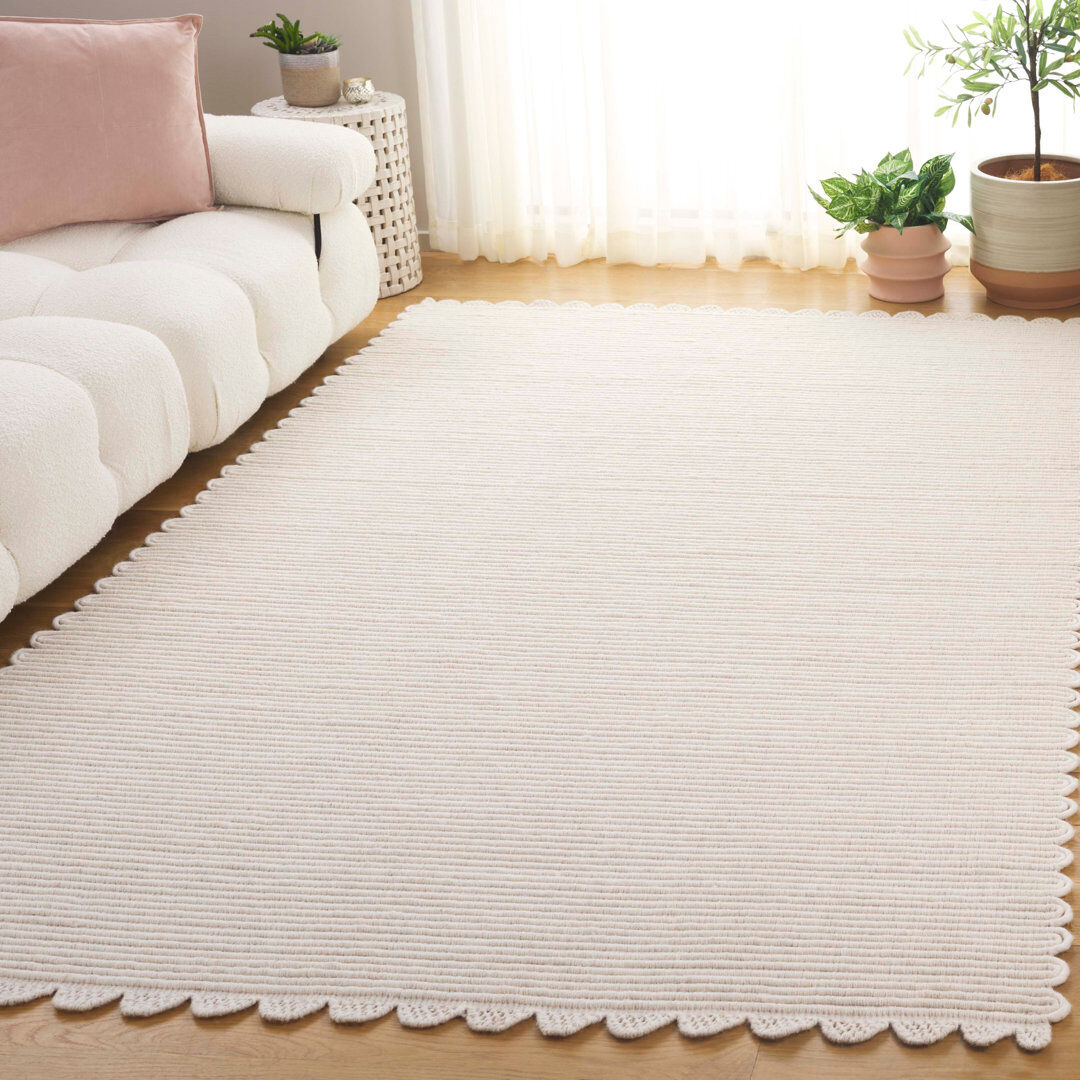 Bloomsbury Market Hand Woven Area Rug Ivory Rectangle 152 X 244