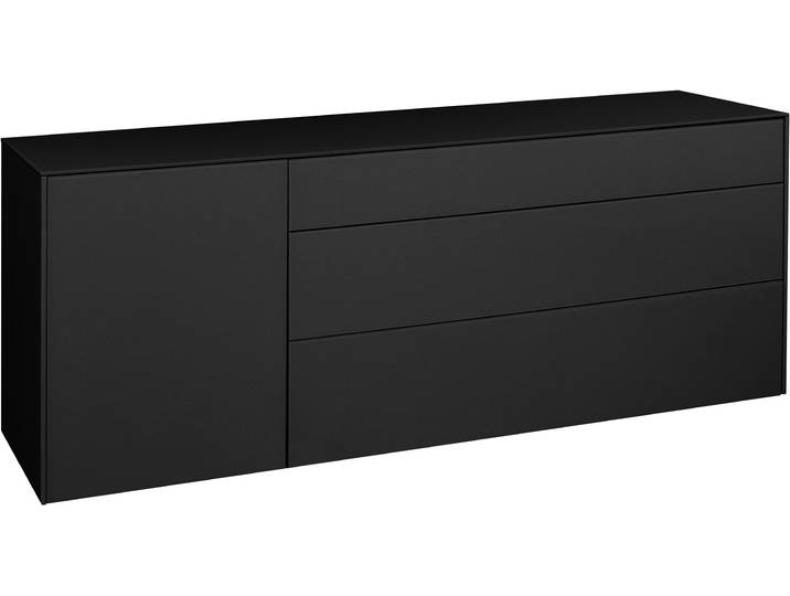 Lowboard MÄUSBACHER Imola , grau (anthrazit matt lack, glas anthrazit glanz), B:169cm H:42cm, Sideboards, Lowboard, Mäusbacher Lowboard, mit Glasfront und Glasoberplatte, 1 Schublade