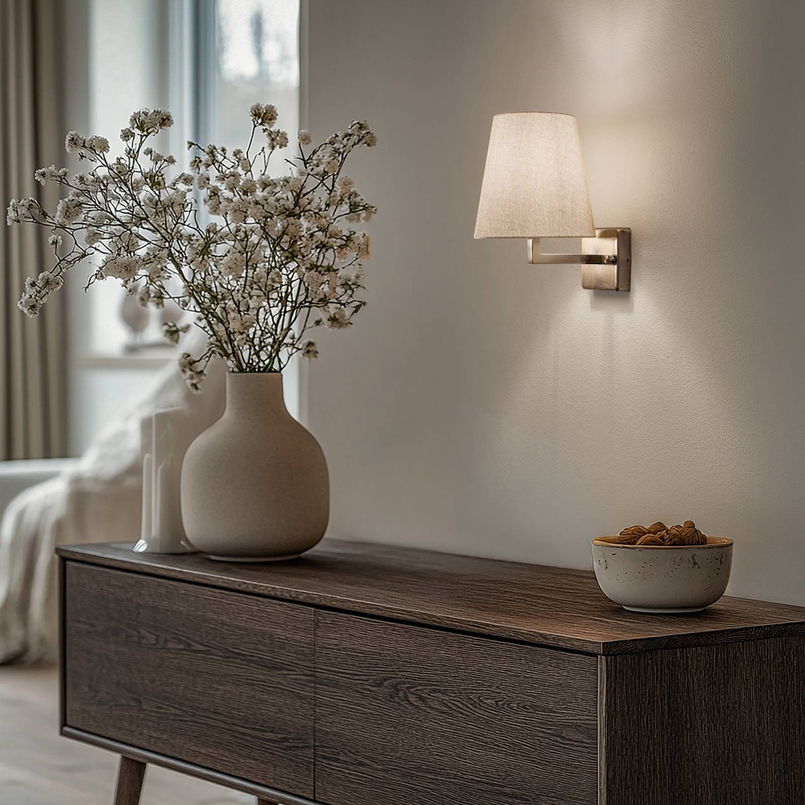 Wall Light Profil Opviq, dimmable, Brass / gold, Living / Dining Room, metal, Wall Light