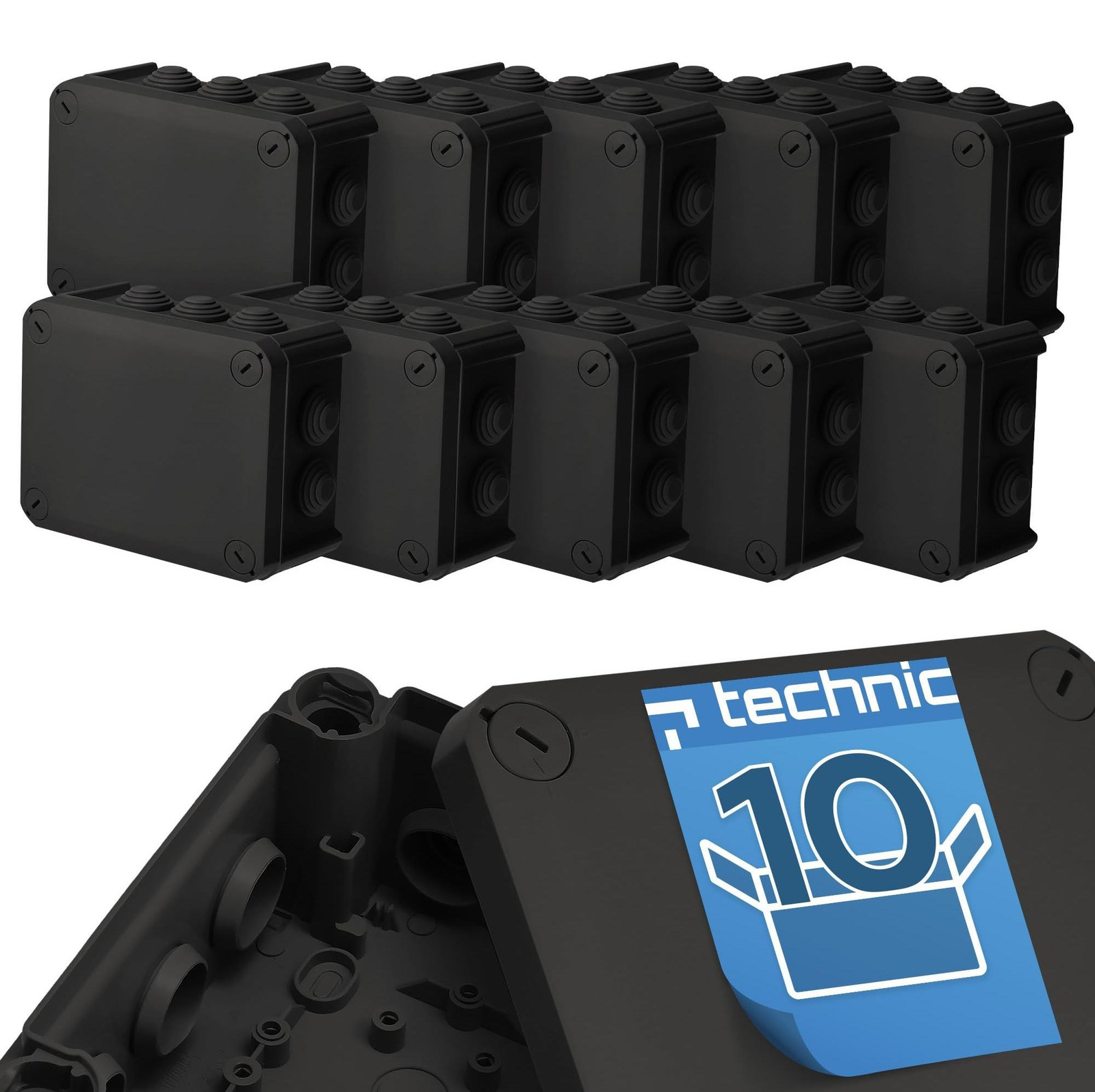 Set van 10 waterdichte aftakdozen IP66 voor binnen en buiten
