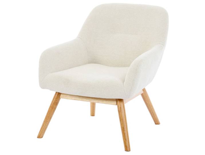 Fauteuil en bois naturel et tissu trendy beige