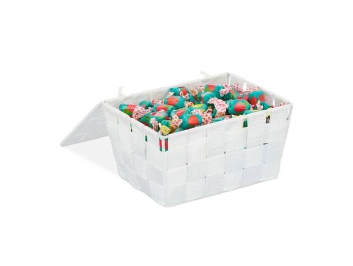 Relaxdays Lot de 2 paniers de rangement blanc
