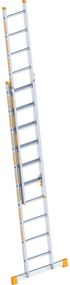 Alu-Schiebeleiter, 2-teilig, ausziehbar, 2 x 10 Sprossen inkl. Traverse Layher