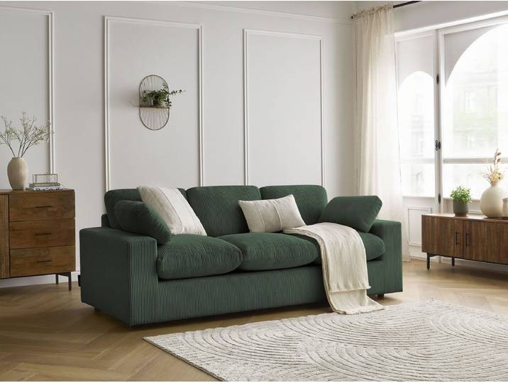 Canapé droit fixe compact BELAIR velours côtelé