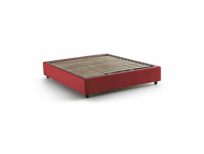 Lit double en tissu rouge 140x190 cm