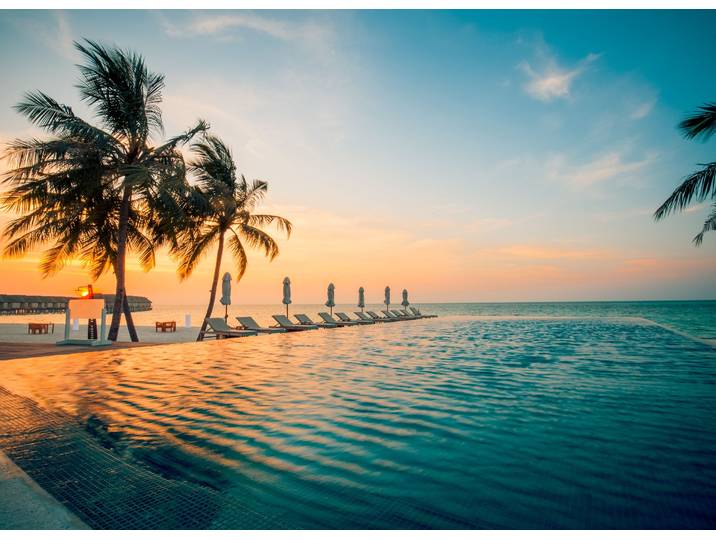 Fototapete PAPERMOON Sunset on Maldives , bunt, B:1,5m L:1,11m, Vlies, Tapeten, Fototapete