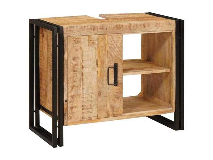 (Vente chaude) Meuble sous évier CLARENCE Cabinet Sous vasque Cabinet de toilette， Marron 71x33x58 cm Bois de mangue massif - M96271