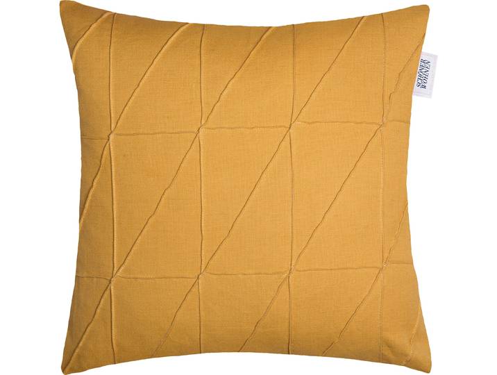 Dekokissen Across , braun (caramel, unifarben), B:45cm L:45cm, Baumwolle, Leinen, SCHÖNER WOHNEN-KOLLEKTION, Dekokissen_Sitzkissen_Kissenhüllen, Dekokissen, mit graphischer Ziernaht