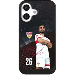 Nivocase Hülle für Apple iPhone 16 Handyhülle NIVOcore Case Schwarz Offizielles Lizenzprodukt VfB Stuttgart (Apple iPhone 16), Smartphone Hülle, Schwarz