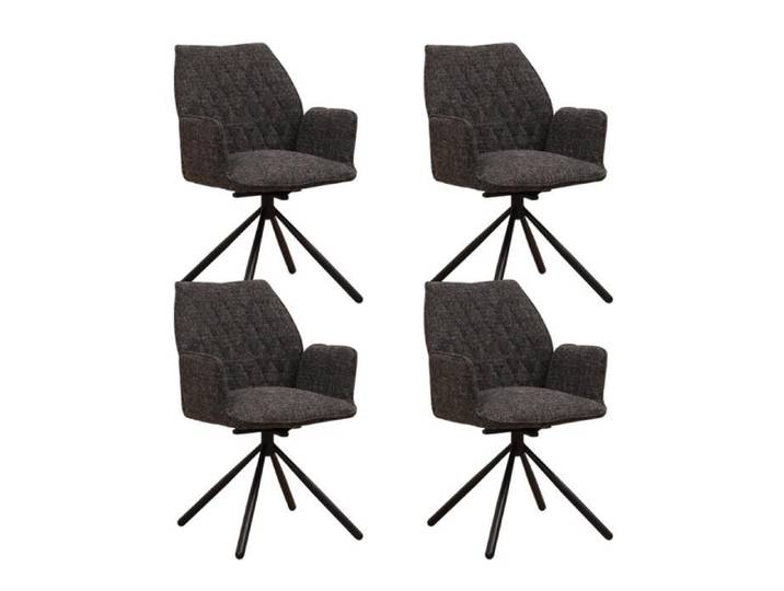 Chaise de salle à manger pivotante Novan en chenille noire