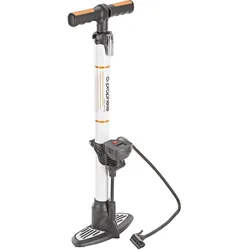 Hochleistungs Standpumpe, für alle Ventilarten, 7 bar, mit Manometer, inkl. Adapter-Set, inkl. Batterien, Aluminium