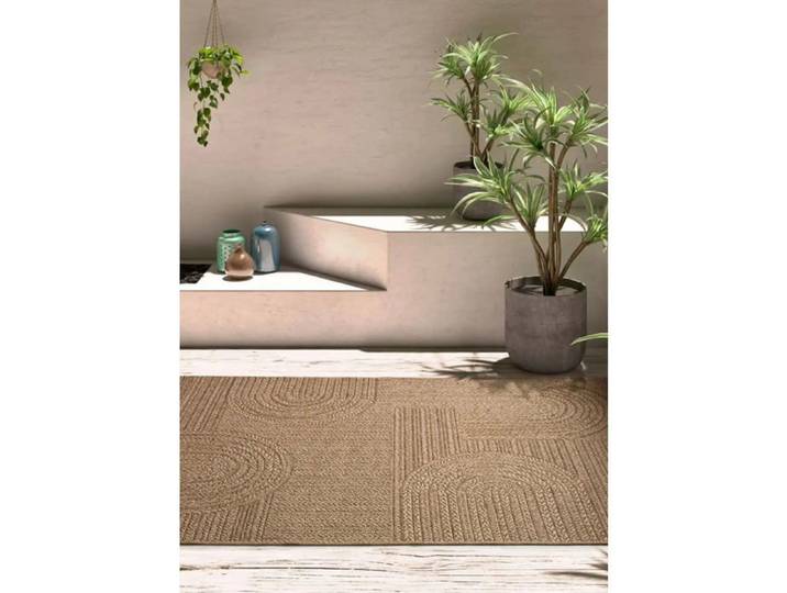 Tapis ATTICGO géométrique effet jute 200 x 290 cm ACRA 5006 naturel