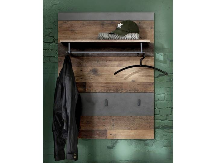 Garderobenpaneel HOME AFFAIRE Ilana , braun (grafit grau matera), Holzwerkstoff, Garderobenpaneele, Garderobenpaneel, Garderobenpaneel mit Ablage & Haken - (B/T/H) 80/29/106 cm