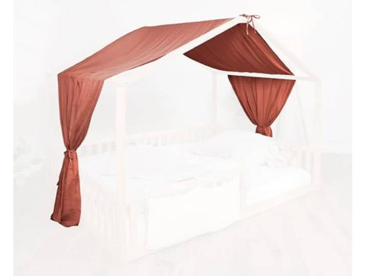tiSsi® Baldachin Musselin für Hausbetten 120-140x200 cm Mokka