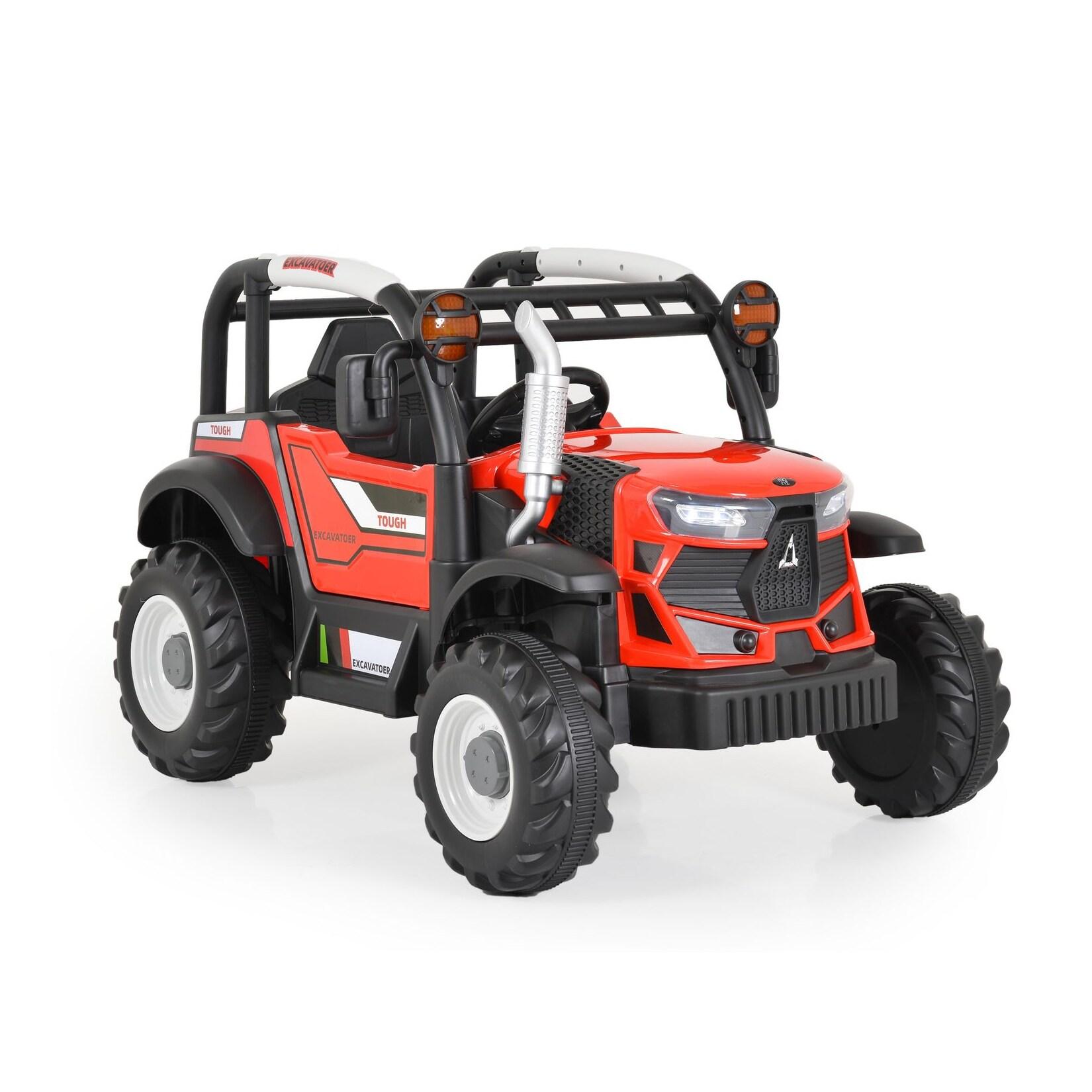 Moni Kinder-Elektro Traktor Harvest Fernbedienung, Hupe, Lichter, Musik, MP3 rot