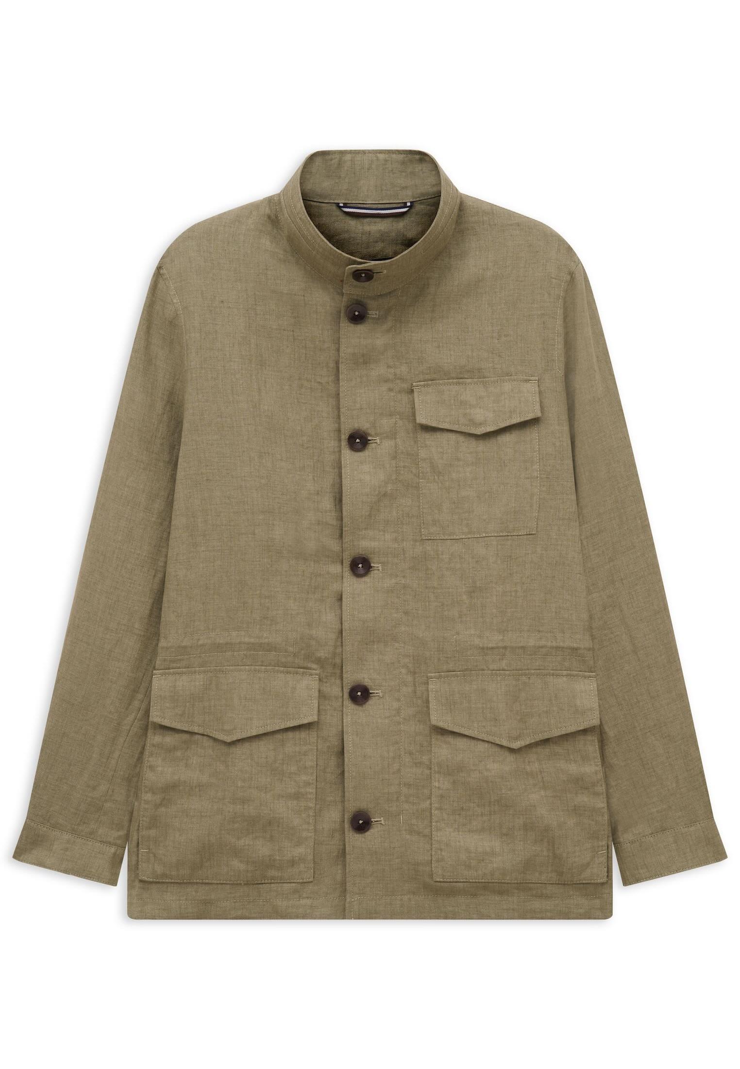 Bugatti Herren Leinen-Jacke Pure linen mit Stehkragen