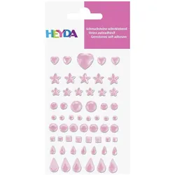 5x Heyda, Sticker, Schmuckstein-Etiketten Herz, Stern, Kreis, Quadrat, Tropfen hellrosa (58 Sticker)